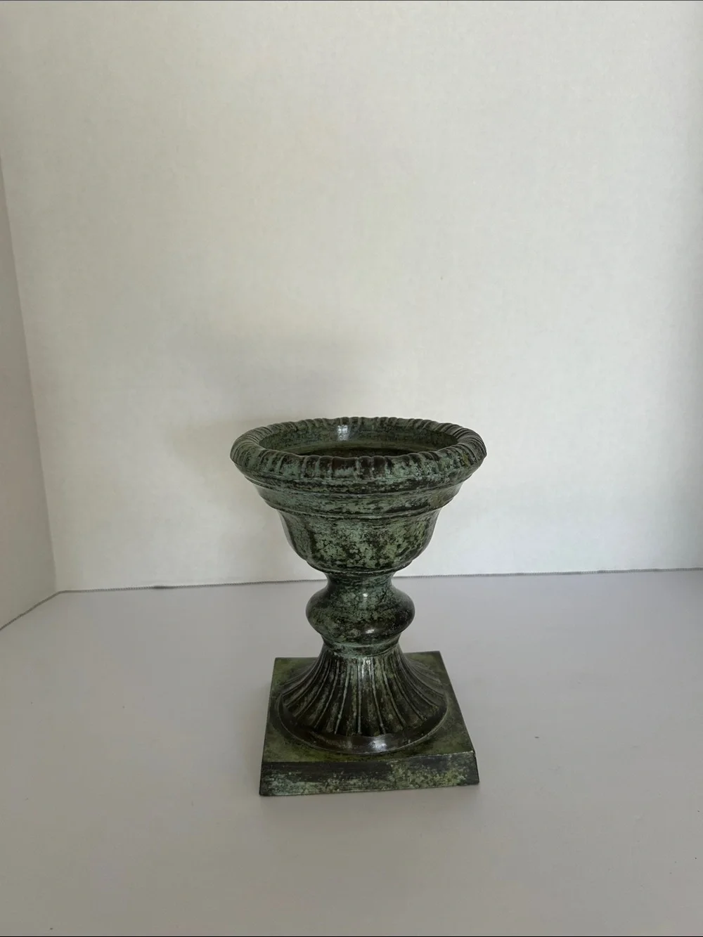 Decorative Green Patina Urn Pedestal / Candle Holder
